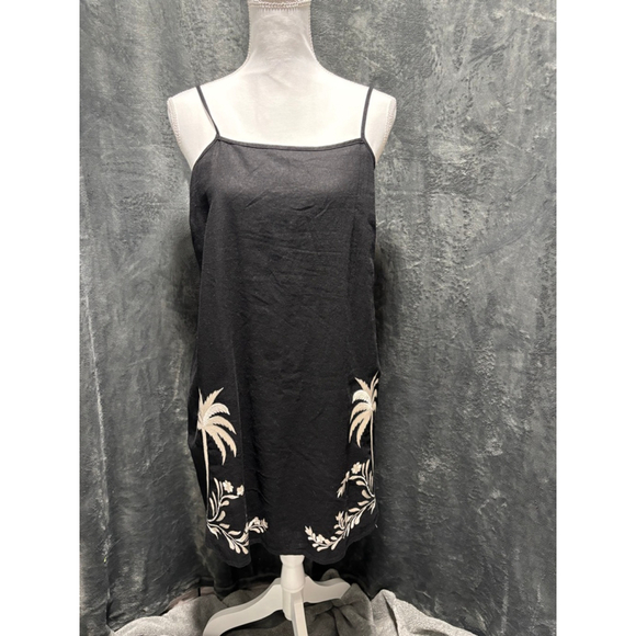 NWT Calypso St. Barth Black Linen-Blend Sundress Palm Trees Size M Sun Fun! - Picture 2 of 10